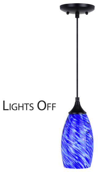 Milano 4.75" Mini Pendant Azzura Glass Matte Black