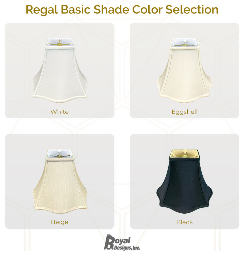 Royal Designs Fancy Square Bell Basic Lamp Shade, Eggshell, 4x10x8.5, Set of 2