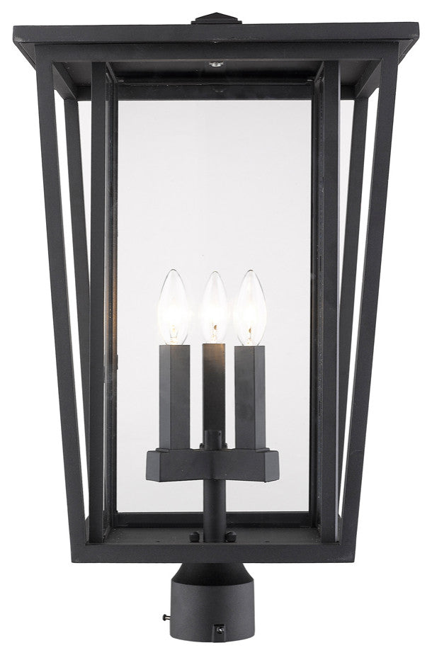 Seoul 3-Light Outdoor Post Mount Fixture Light In Black