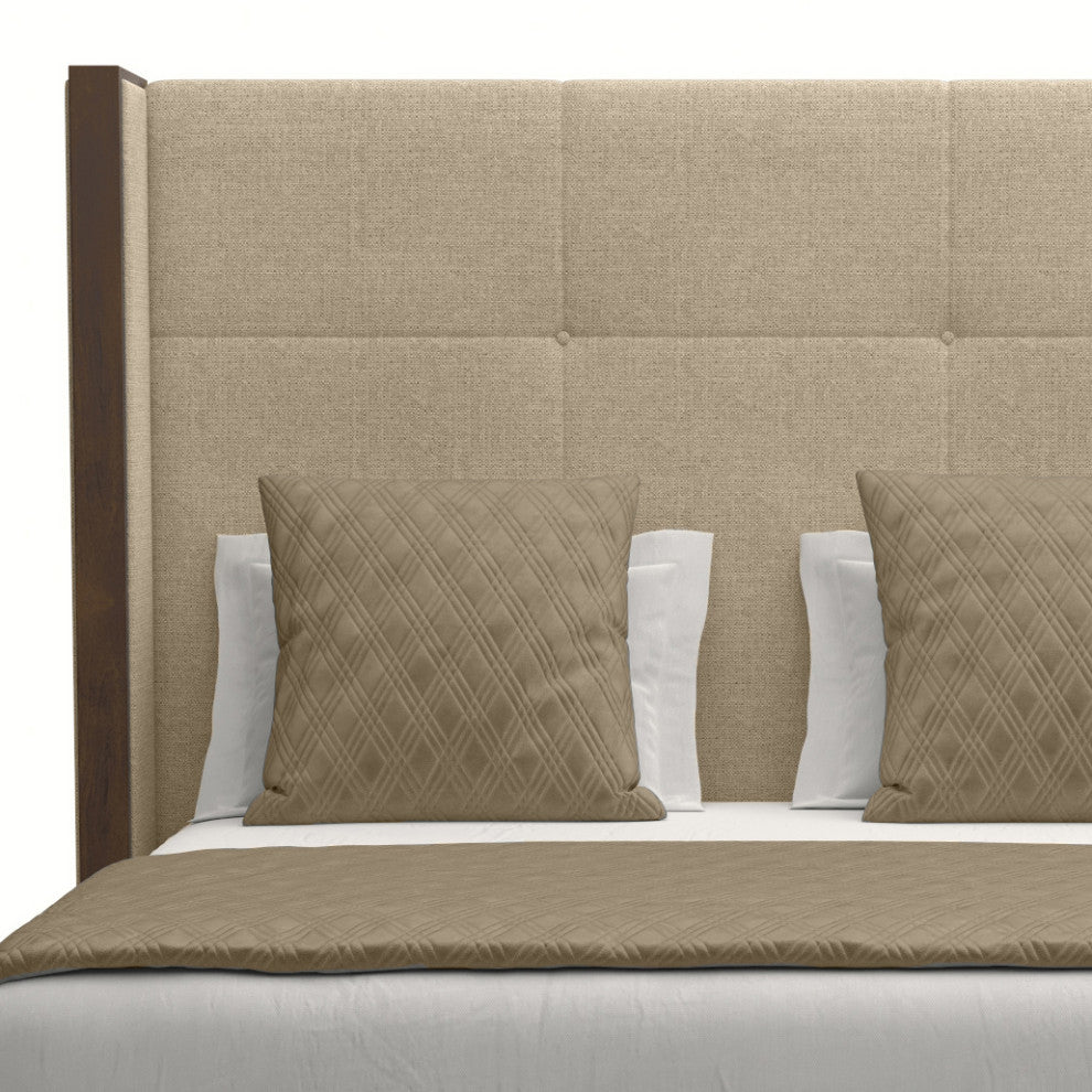 Nativa Interiors Irenne Simple Tufted Bed, Flax, King, Medium 67"