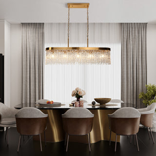 LNC Ardanidula 5-Light 43.3" Modern Rectangle LED Kitchen Island Light, Gold