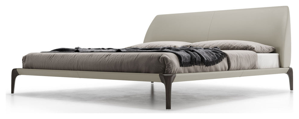 Vanderbilt Bed, Truffle Beige Eco Leather and Seared Ash, Queen