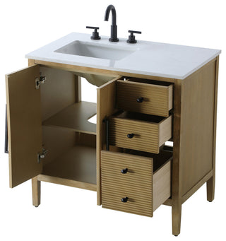 Home Living 36" Single Bathroom Vanity, Linen Oak
