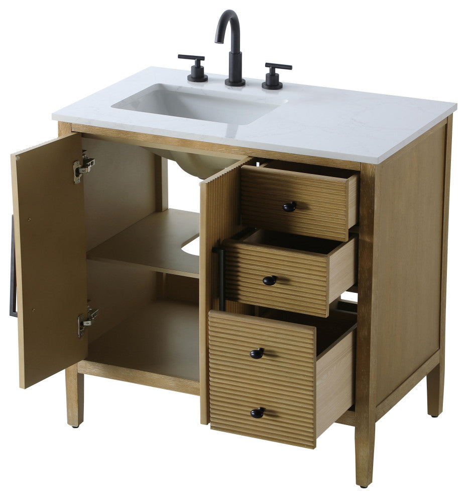 Home Living 36" Single Bathroom Vanity, Linen Oak