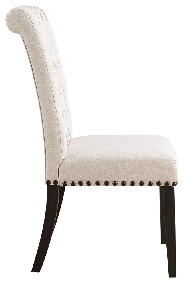 Set Of 2 Dining Chairs, Beige and Black