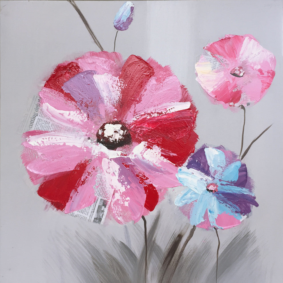 Hand Painted Flowers Wall Decor Artwork VI