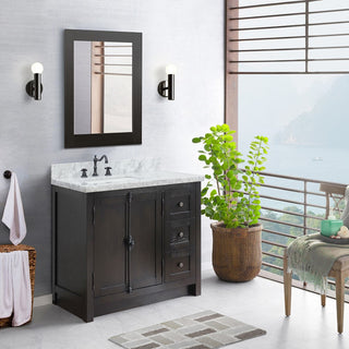 37" Vanity, Brown Ash With White Carrara Top, Left Doors/Left Rectangle Sink