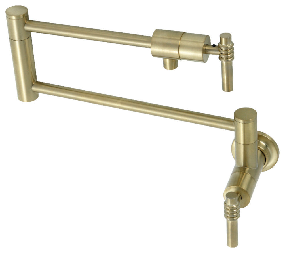 Kingston Brass KS4107ML Milano Wall Mount Pot Filler, Brushed Brass