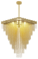 16-Light Gold Chandelier With Hanging Aluminum Chains