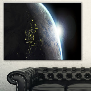 "Earth View With Day and Night Effect" Digital Art Canvas Print