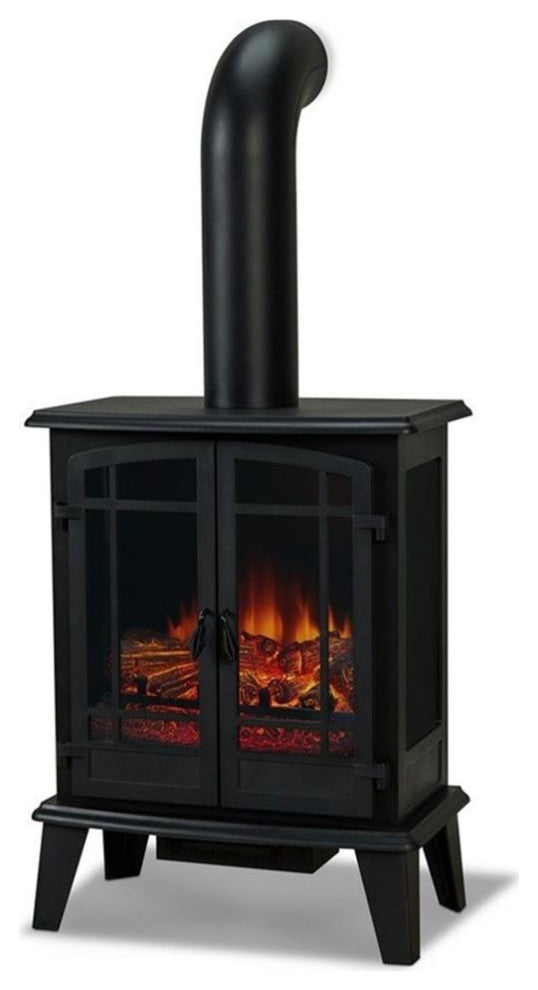 Real Flame Contemporary Metal Foster Stove Electric Fireplace in Black