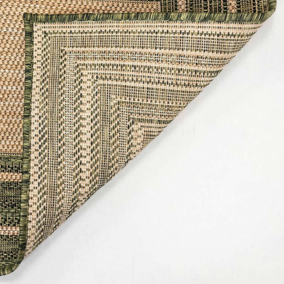 Carmel Multi Border Indoor/Outdoor Rug, Green, 4'10"x7'6"