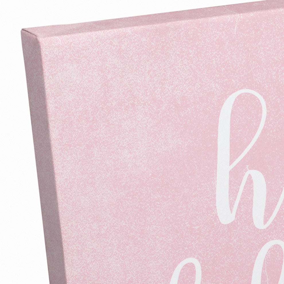 Happy Blessed Loved Pink 16x16 Canvas Wall Art