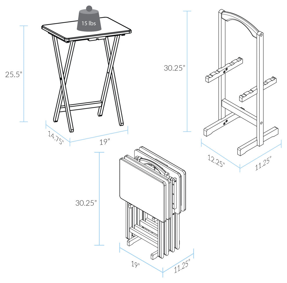 5 Pieces Tray Table Set, Espresso