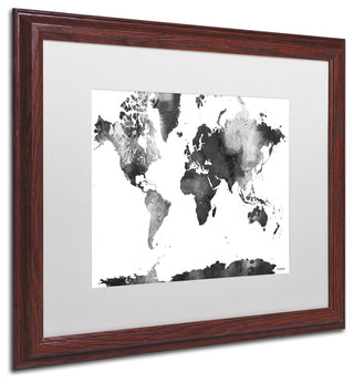 Marlene Watson 'World Map BG-1' Framed Art, Wood Frame, 16"x20", White Matte