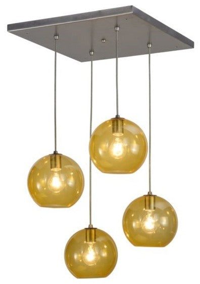 20Sq Bola Amber 4 LT Cascading Pendant