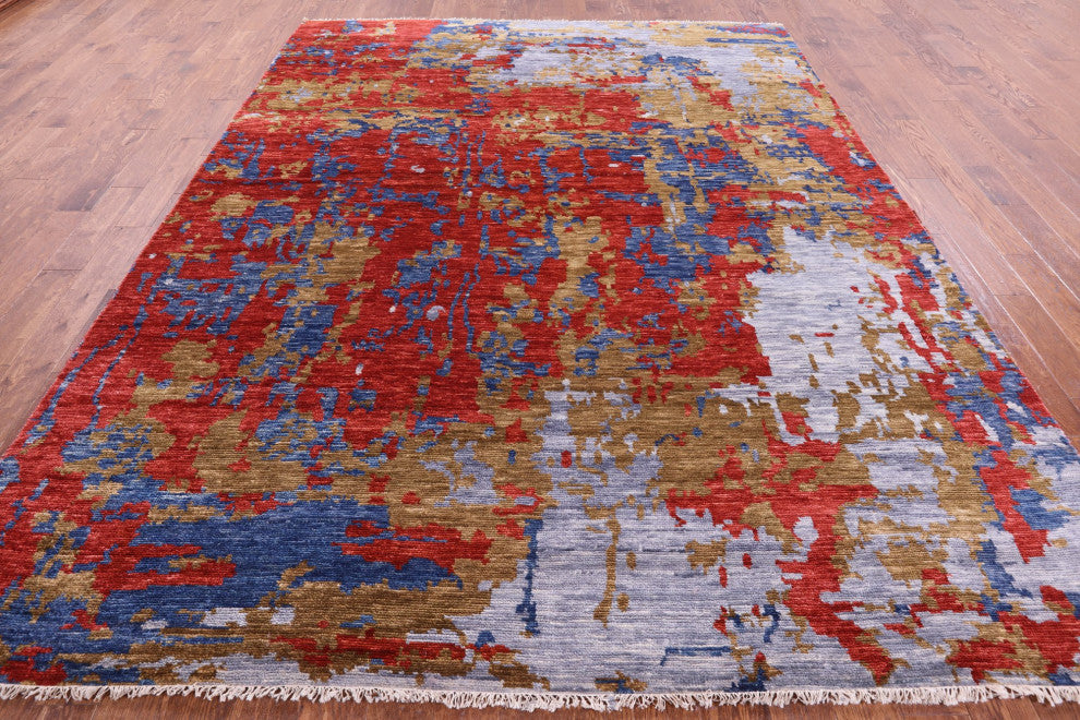 8' 10" X 11' 7" Handmade Abstract Wool Rug Q8982