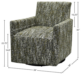 Lounge Upholstered Swivel Club Chair, Paris Green