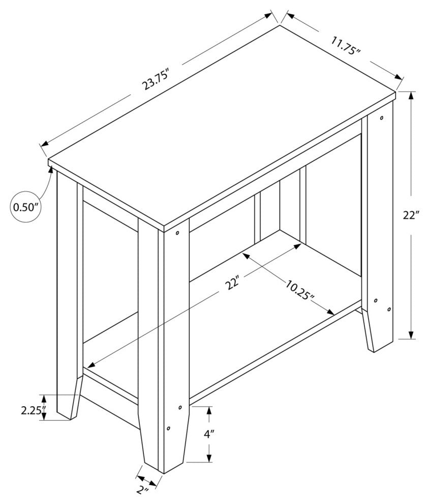 HomeRoots 11.75" x 23.75" x 22" BlackGrey Particle Board Laminate Accent Table