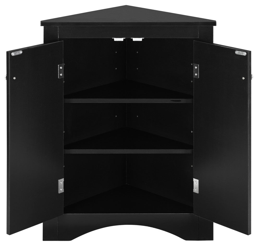 TATEUS Triangle Bathroom Storage Cabinet Freestanding Corner cabinet, Black