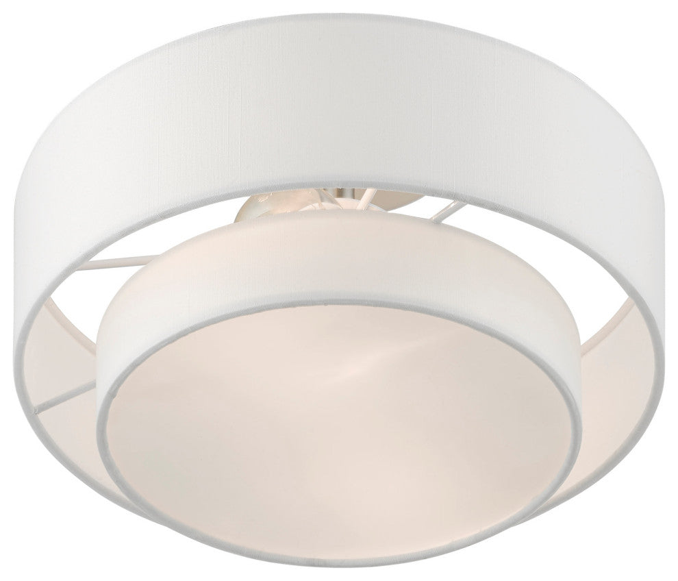 Livex Lighting 47151 Meridian 2 Light 12"W Flush Mount Drum - Brushed Nickel