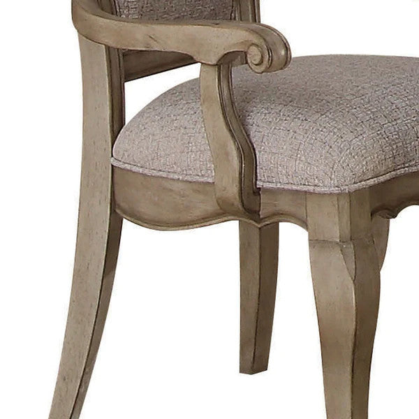 Benzara BM204359 Arm Chairs with Button Tufting, Set of Two, Gray and Brown