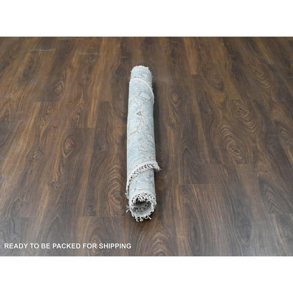 Light Gray Oushak Denser Weave Wool Round Hand Knotted Oriental Rug  5'x5'