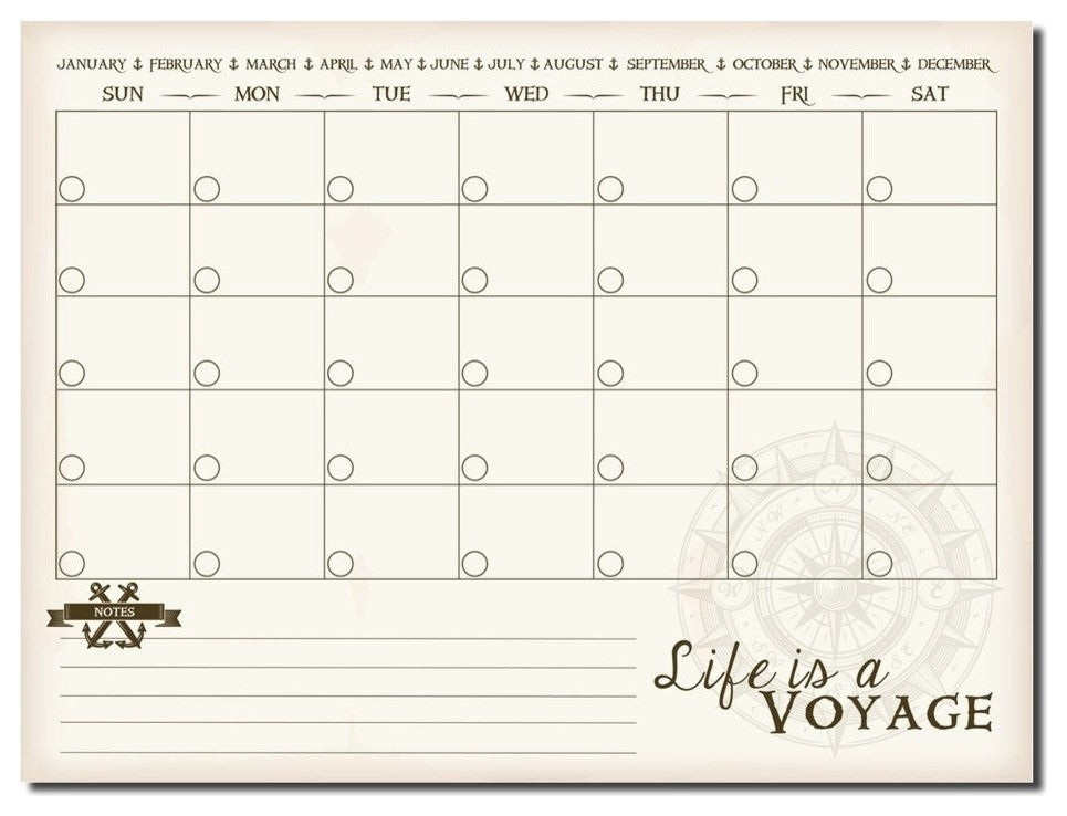 R2H Methods ''Life is a Voyage'' Dry Erase Monthly Calendar on ArtPlexi