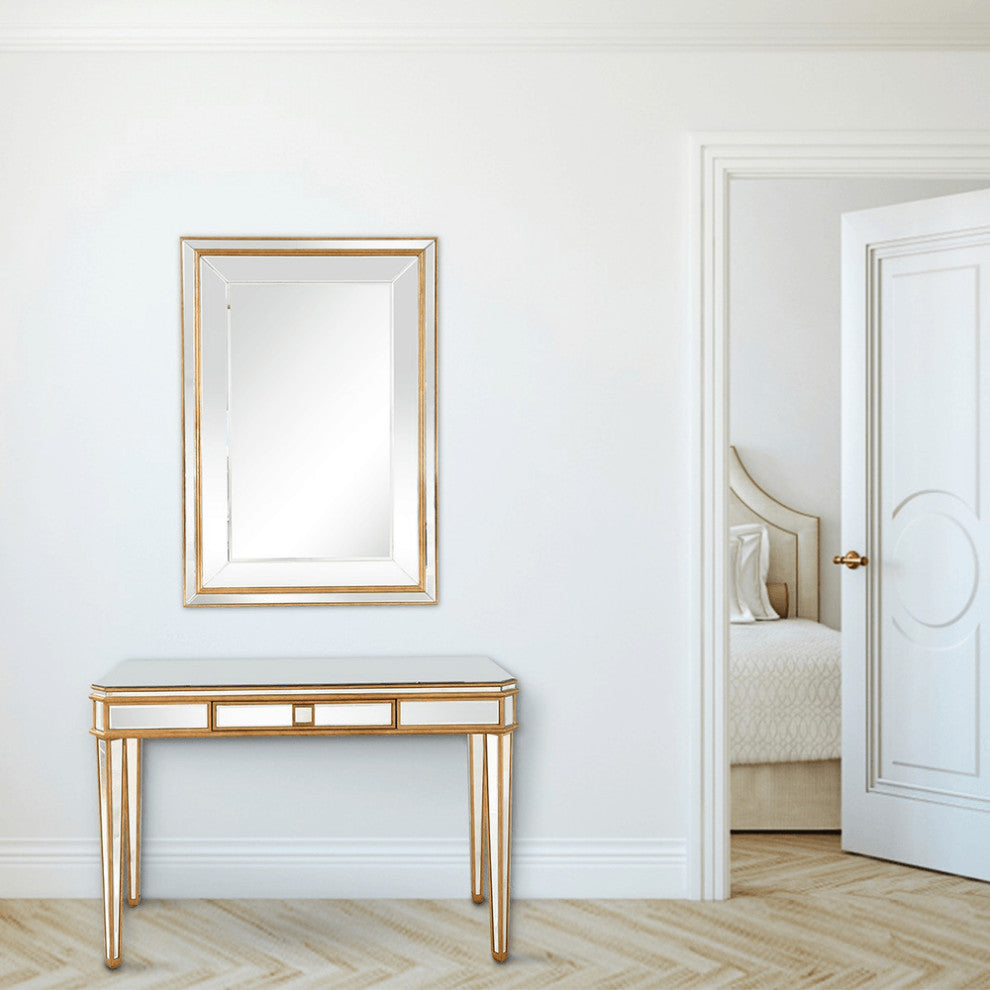 Antiqued Gold Finish Console Table