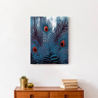 Peacock Abstract Blues 2 16x20 Canvas Wall Art