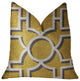 Crane Enclave Yellow, Beige and Gray Luxury Throw Pillow, 18"x18"