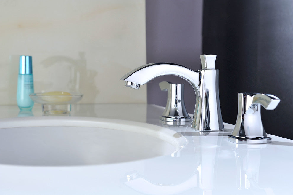 Sonata Series 8" Widespread 2 Handle Mid-Arc Bathroom Faucet, Polished Chrome