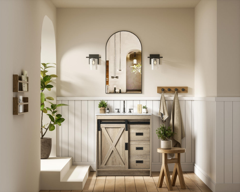 Home Living 30" Single Bathroom Vanity, Natural Oak