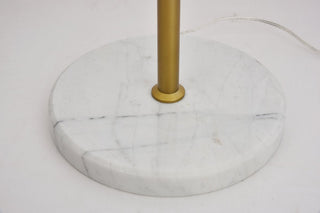 Midcentury Modern Brass And Frosted White 1-Light Floor Lamp