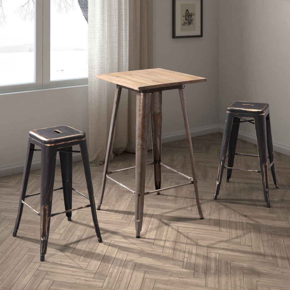 Marius Barstool Antique Black Gold, Set of 2