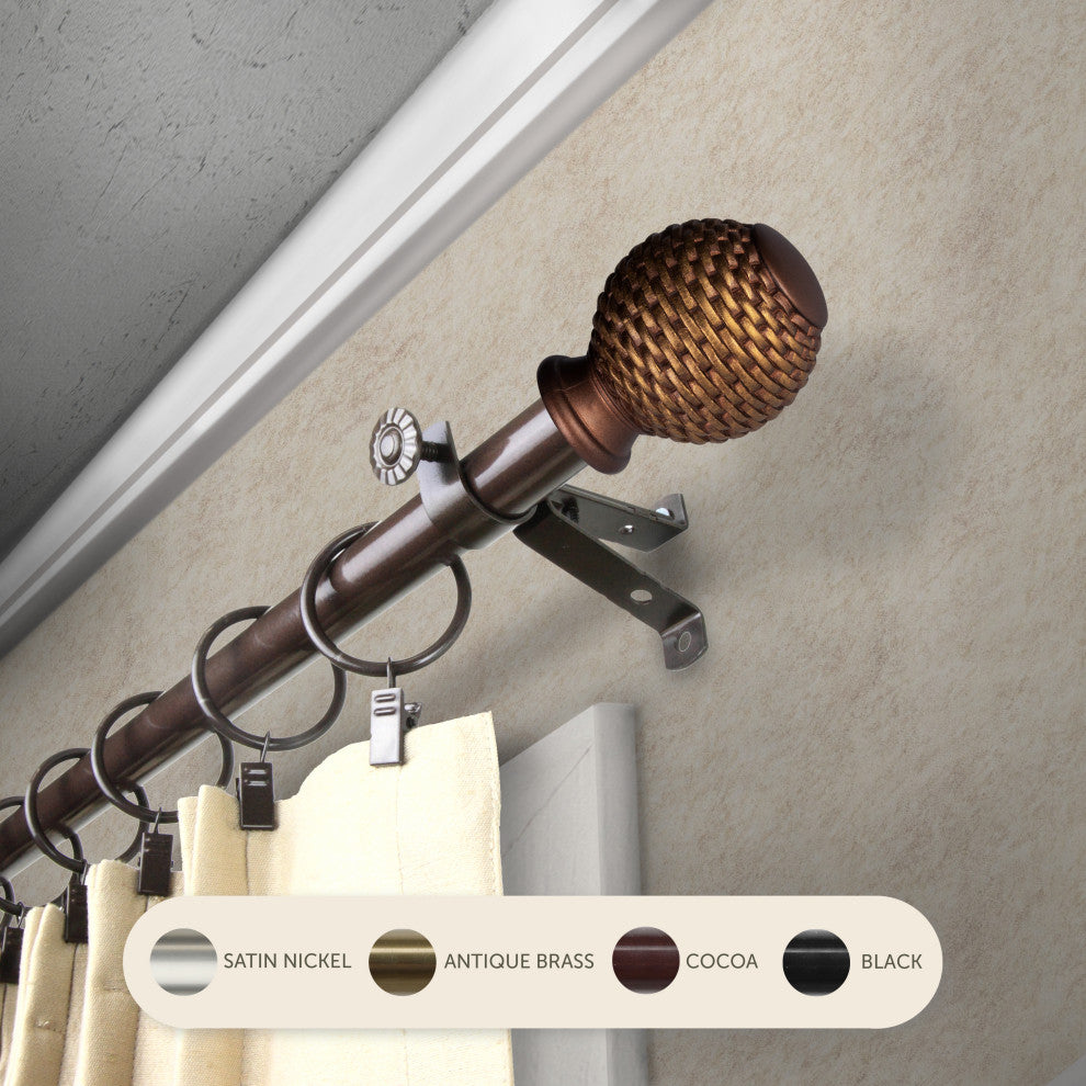 Vanna 13/16" Curtain Rod, Cocoa, 120-170"