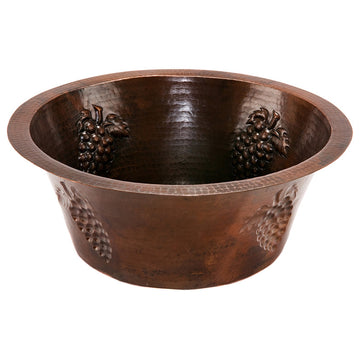 Premier Copper BR16GDB2 16 Inch Round Copper Bar Sink with Grapes