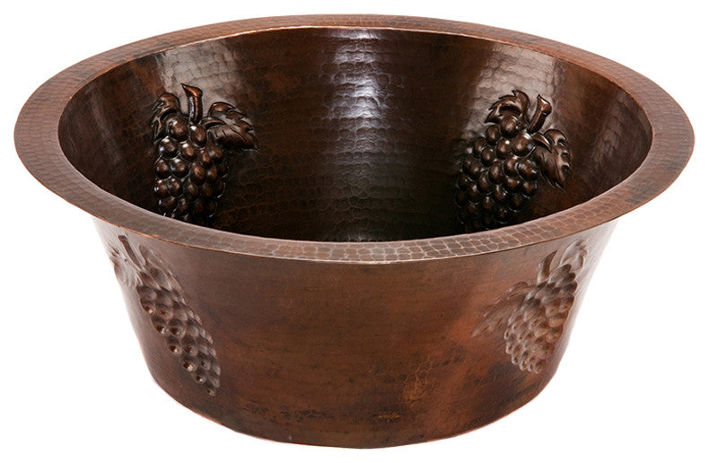 Premier Copper BR16GDB2 16 Inch Round Copper Bar Sink with Grapes