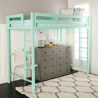 Premium Deluxe Twin Metal Loft Bed - Mint