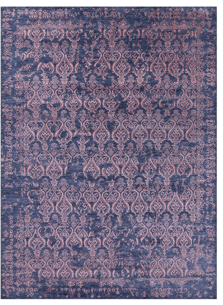 Modern Hand-Knotted Wool and Silk Rug 9' 1" X 12' 5" Q7053