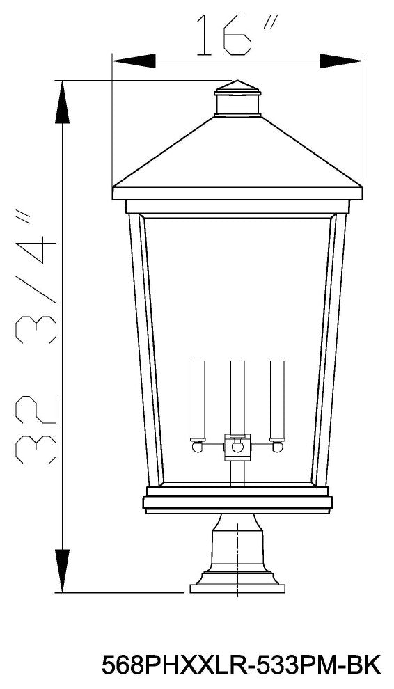 Zlite 568PHXXLR-533PM-BK 4-Light Outdoor Pier Mounted Fixture, Clear Beveled