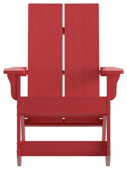 Finn Set of 2 Outdoor Rocking Adirondack Chair-Rust Resistant Hardware, Red