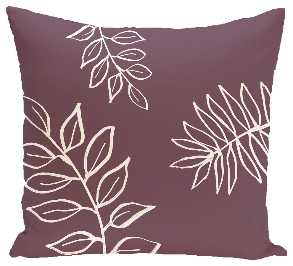 My Best Frond Floral Print Pillow, Bordeaux, 18"x18"