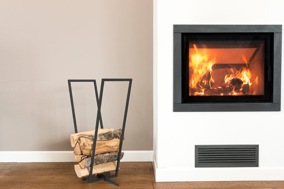Firewood Rack Transparent, Black