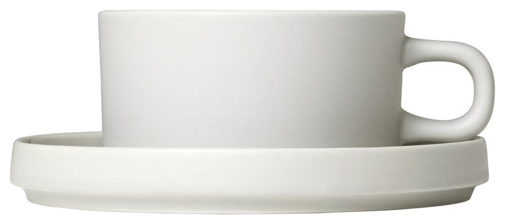 Pilar Tea Cups With Saucers, Set of 2, 6 oz, Moonbeam