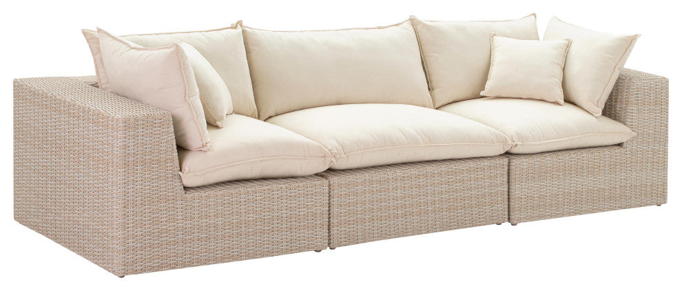 Cali Natural Wicker Outdoor Living Room Set