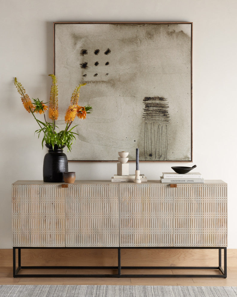 Kelby Sideboard-Light Wash Carved Mango
