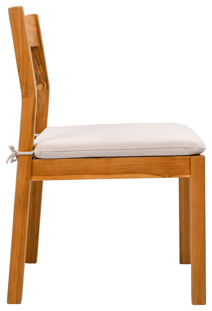 Safavieh Couture Indoor-Outdoor Mayaguana Teak Dining Chair, Natural/White