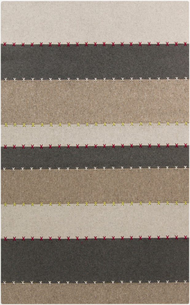 Surya Thread THR-2000 5'x8' Rug, Camel/Light Gray/Lime/Garnet/Cream