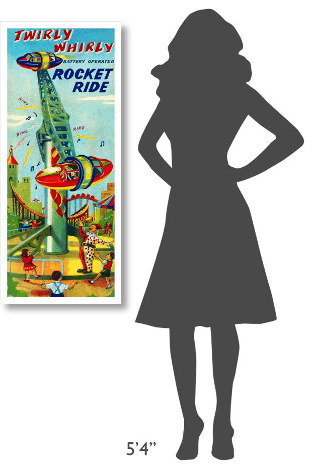 "Twirly Whirly Rocket Ride" Digital Paper Print by Retrorocket, 18"x42"